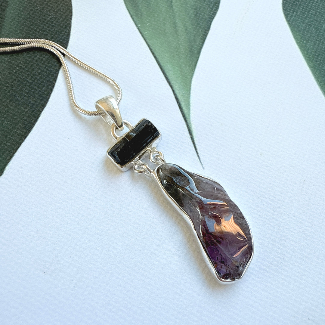 Black Tourmaline and Caxonete Pendant