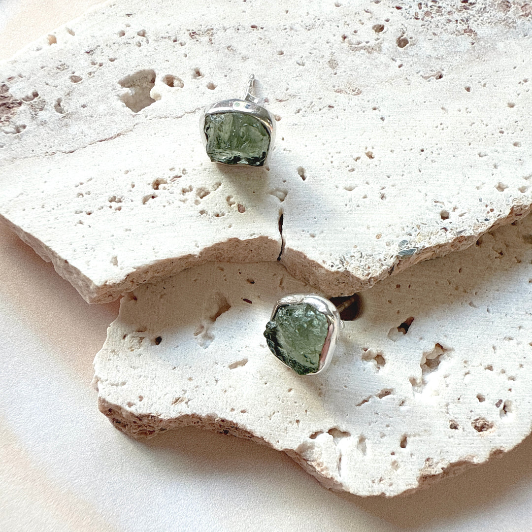 Moldavite Studs