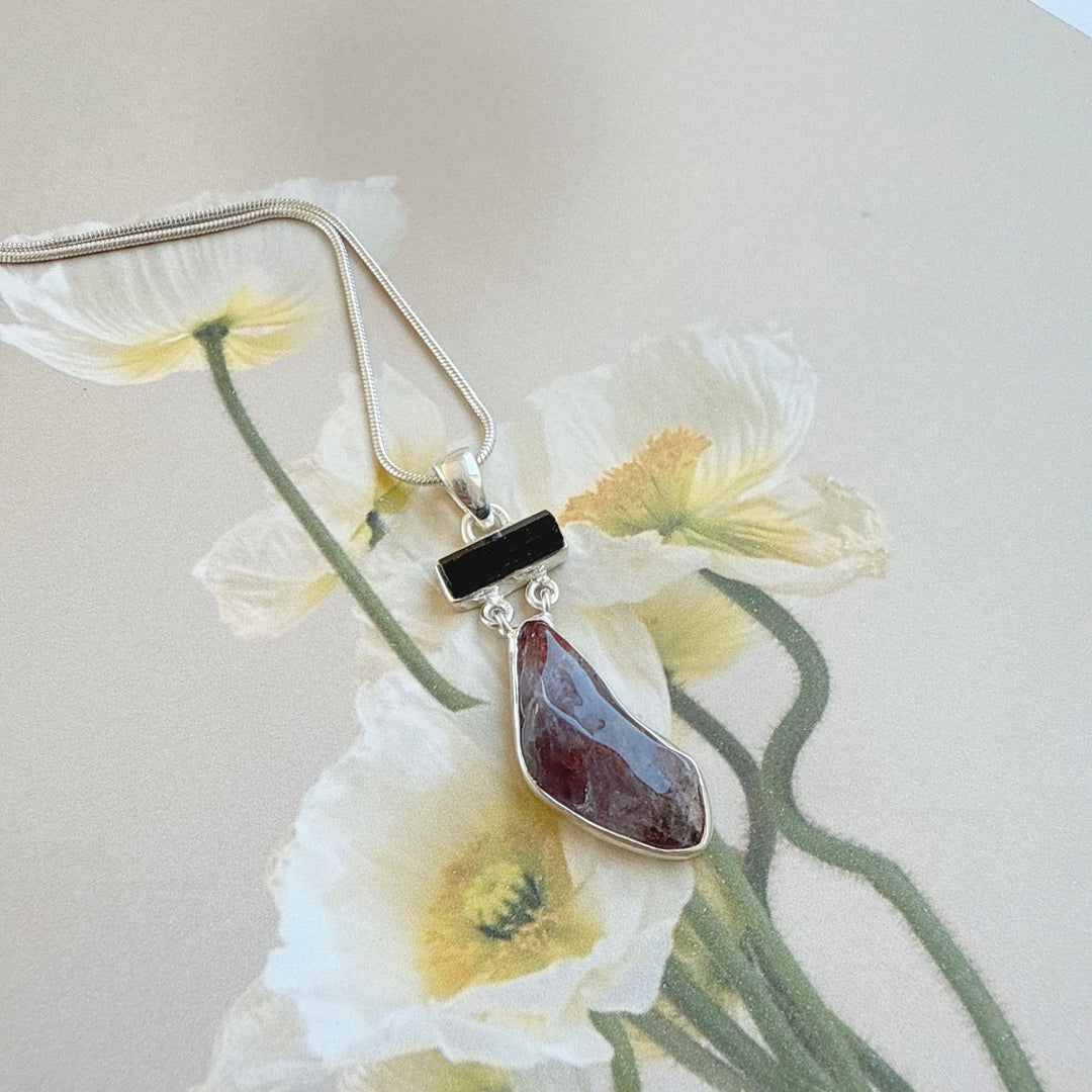 Black Tourmaline and Caxonete Pendant