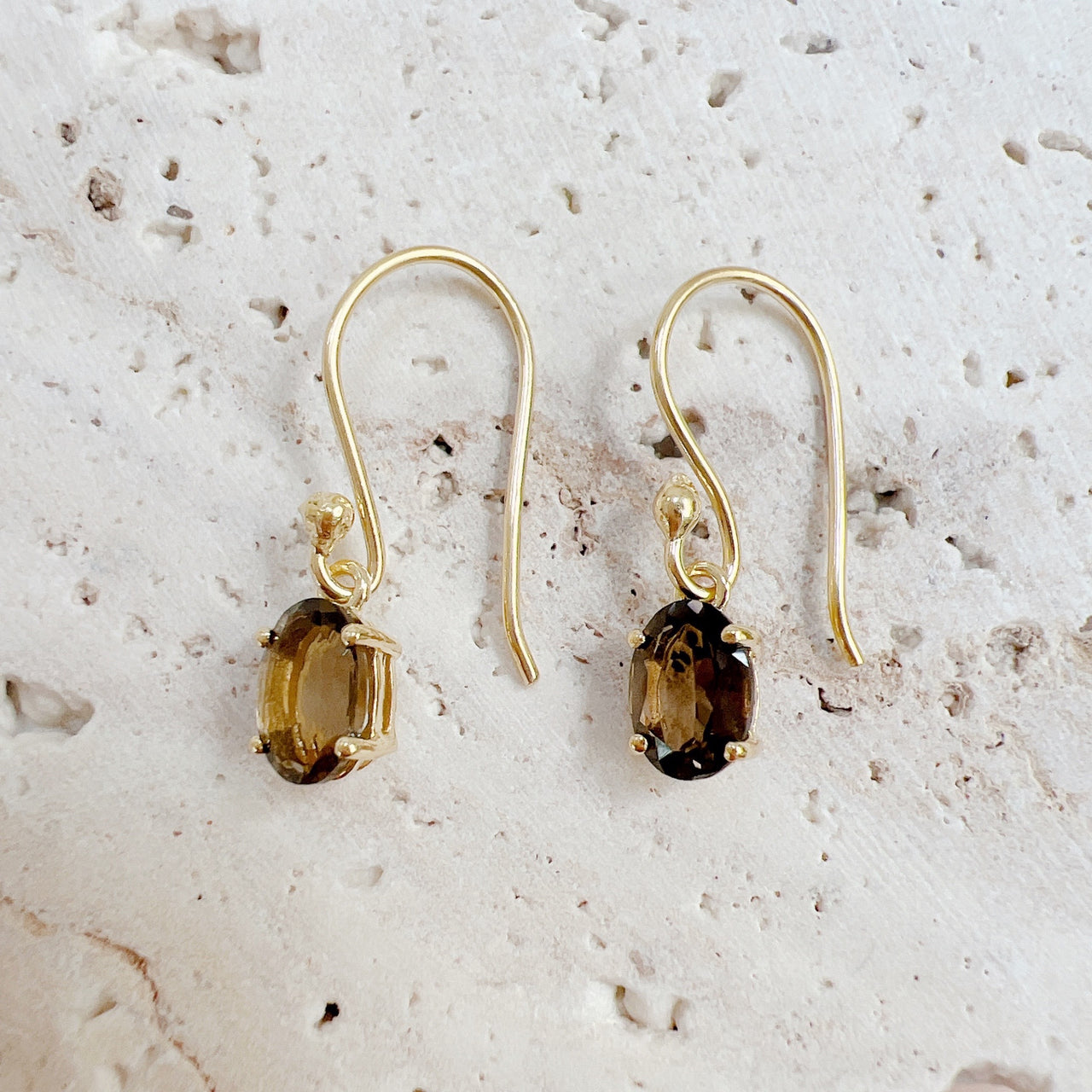 Vermeil Smoky Topaz Earrings with 24K Gold Accents