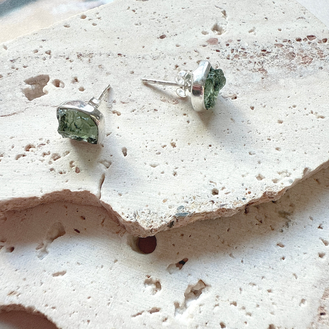 Moldavite Studs