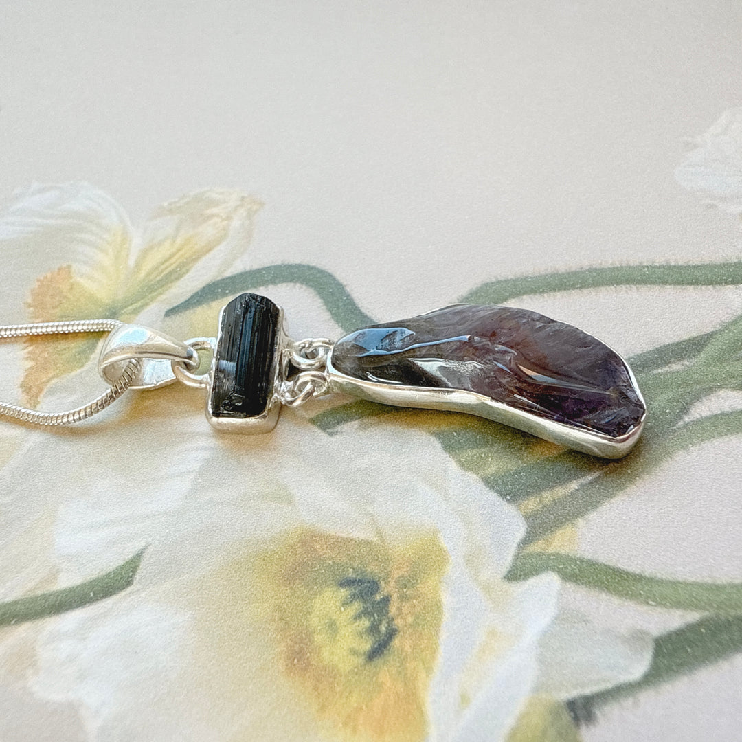 Black Tourmaline and Caxonete Pendant