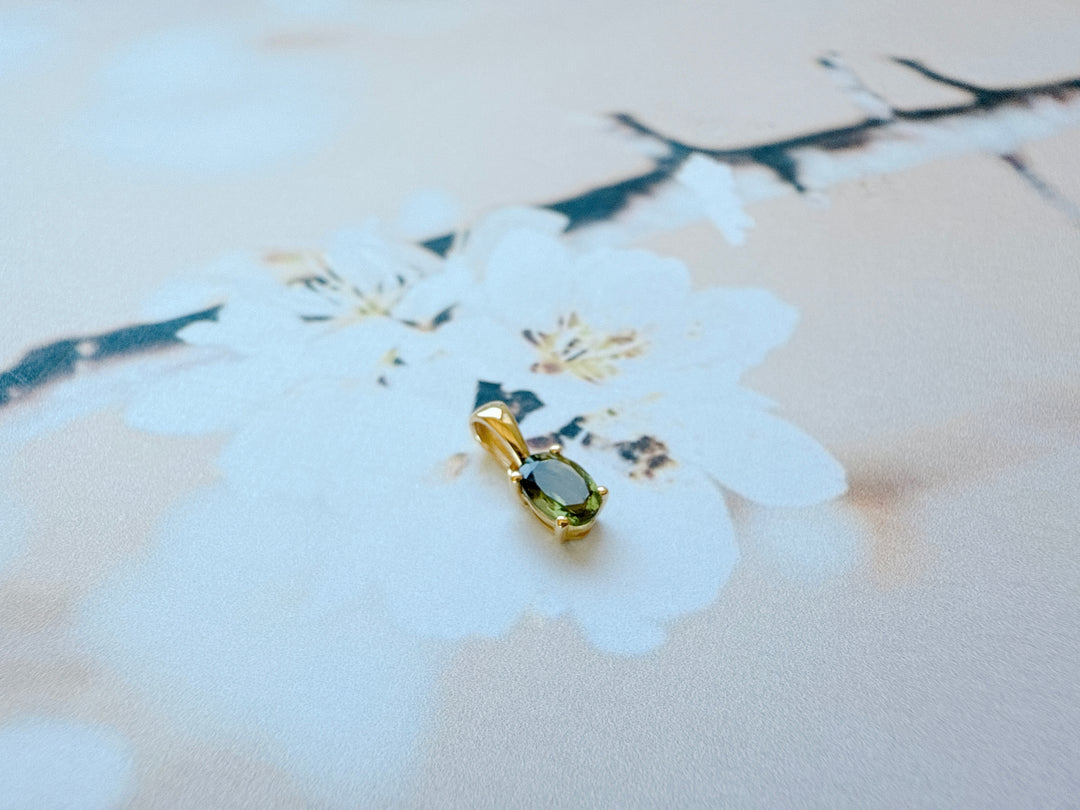 18k Gold Vermeil - Moldavite Faceted Pendants