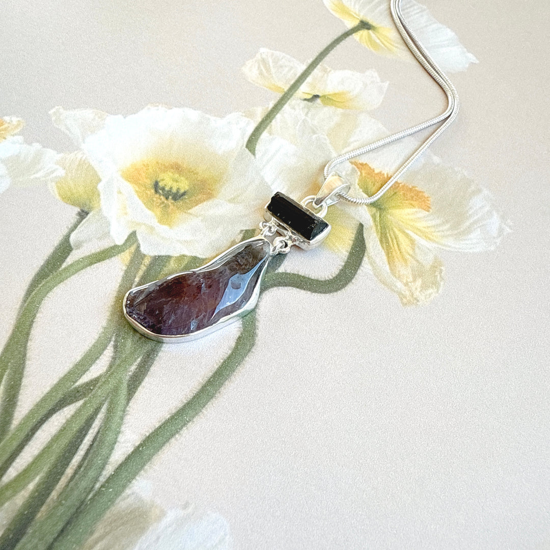 Black Tourmaline and Caxonete Pendant