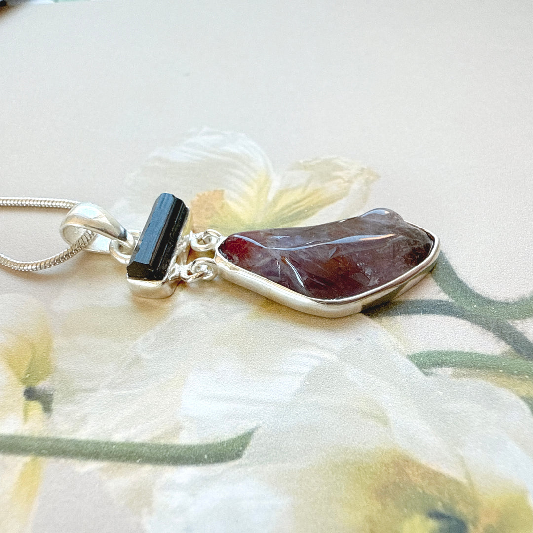 Black Tourmaline and Caxonete Pendant