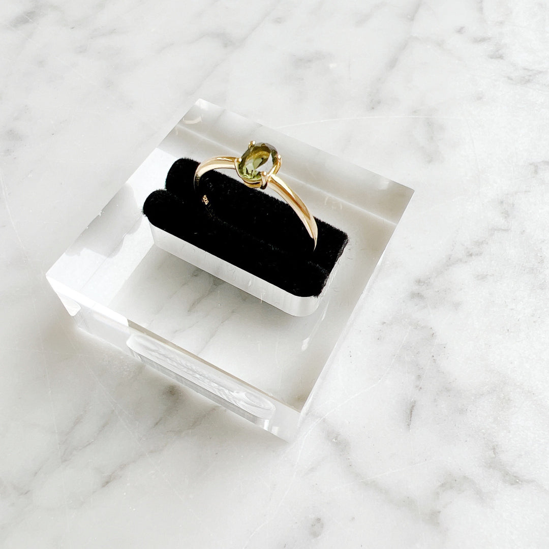 Moldavite Faceted Ring