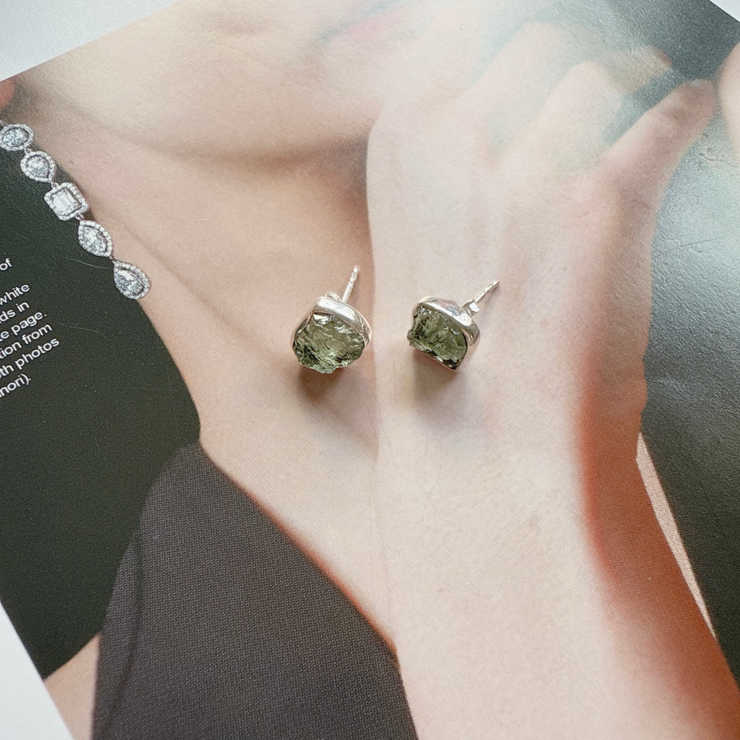 Moldavite Studs