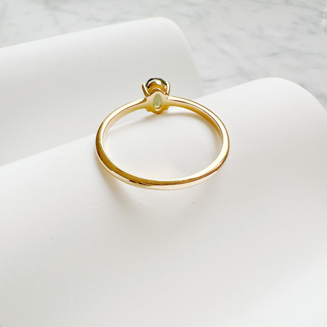 Moldavite Faceted Ring