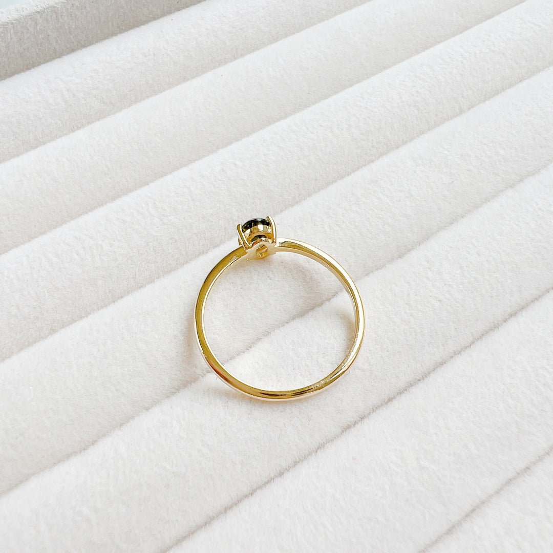 Moldavite Faceted Ring
