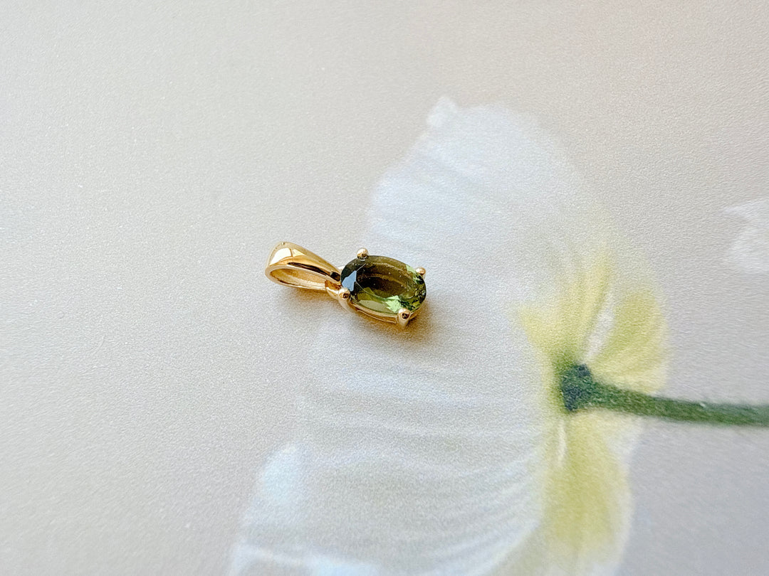 18k Gold Vermeil - Moldavite Faceted Pendants