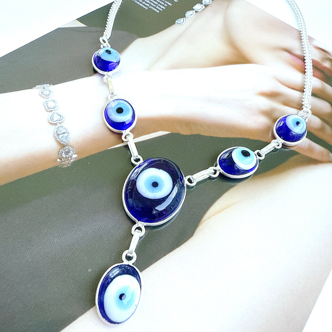 Evil Eye Necklace, Earrings & Bracelet Set