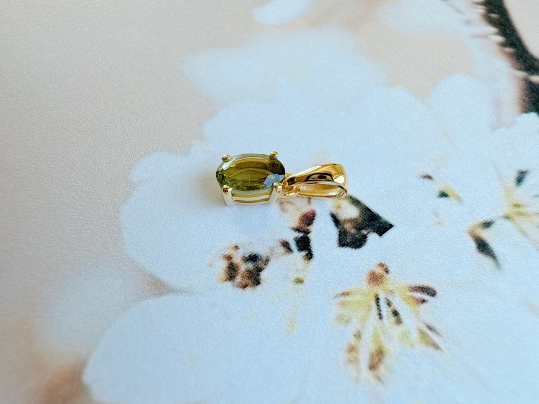 18k Gold Vermeil - Moldavite Faceted Pendants