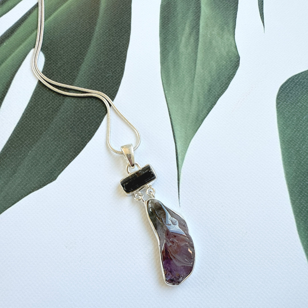 Black Tourmaline and Caxonete Pendant