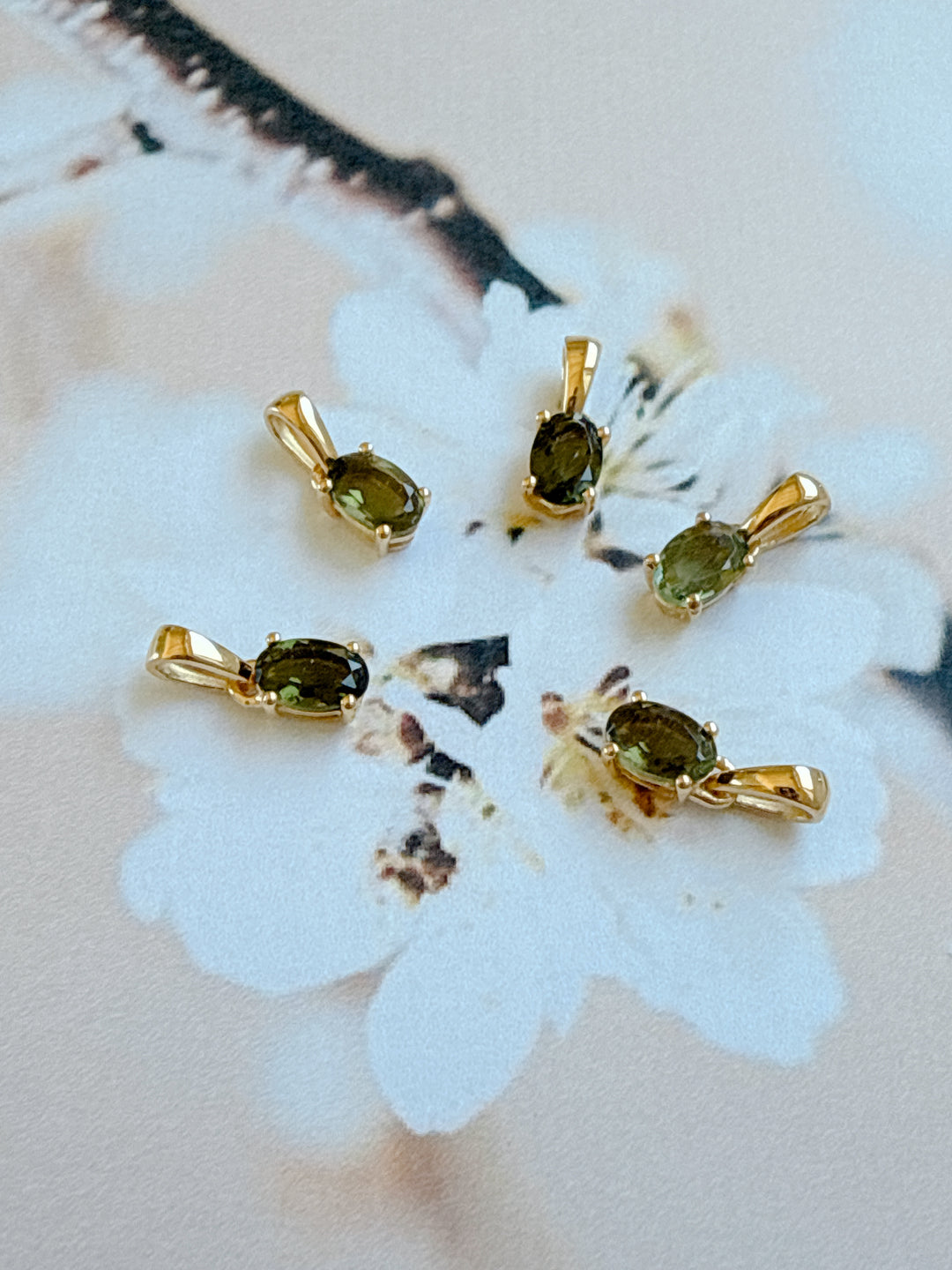 18k Gold Vermeil - Moldavite Faceted Pendants