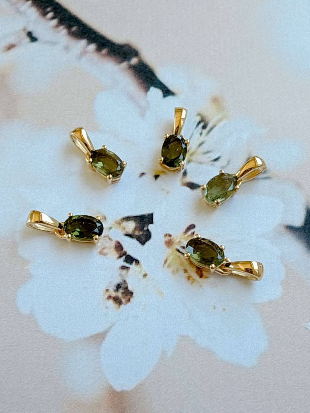 18k Gold Vermeil - Moldavite Faceted Pendants