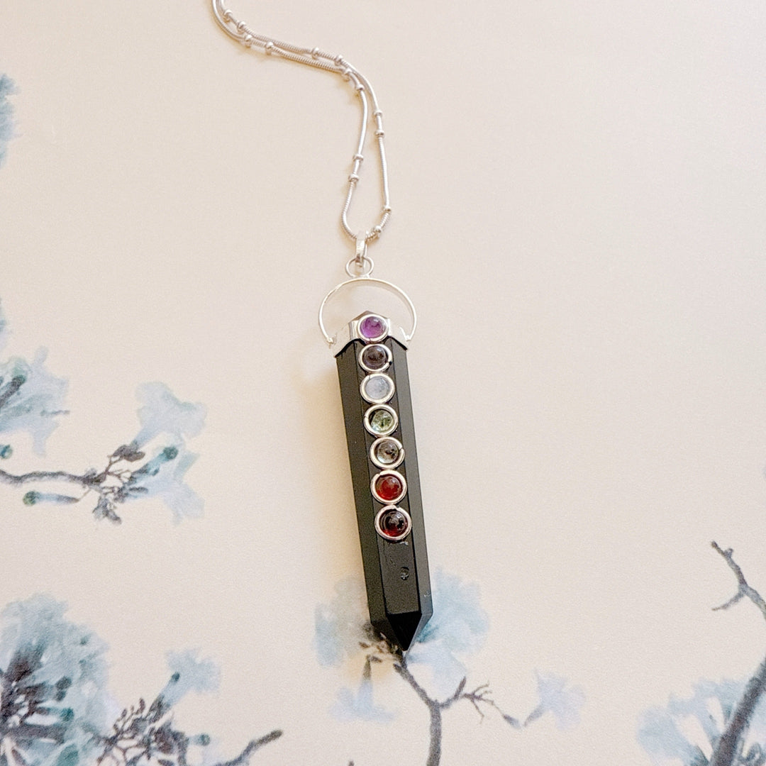 Black Onyx 7 Chakra Pendant