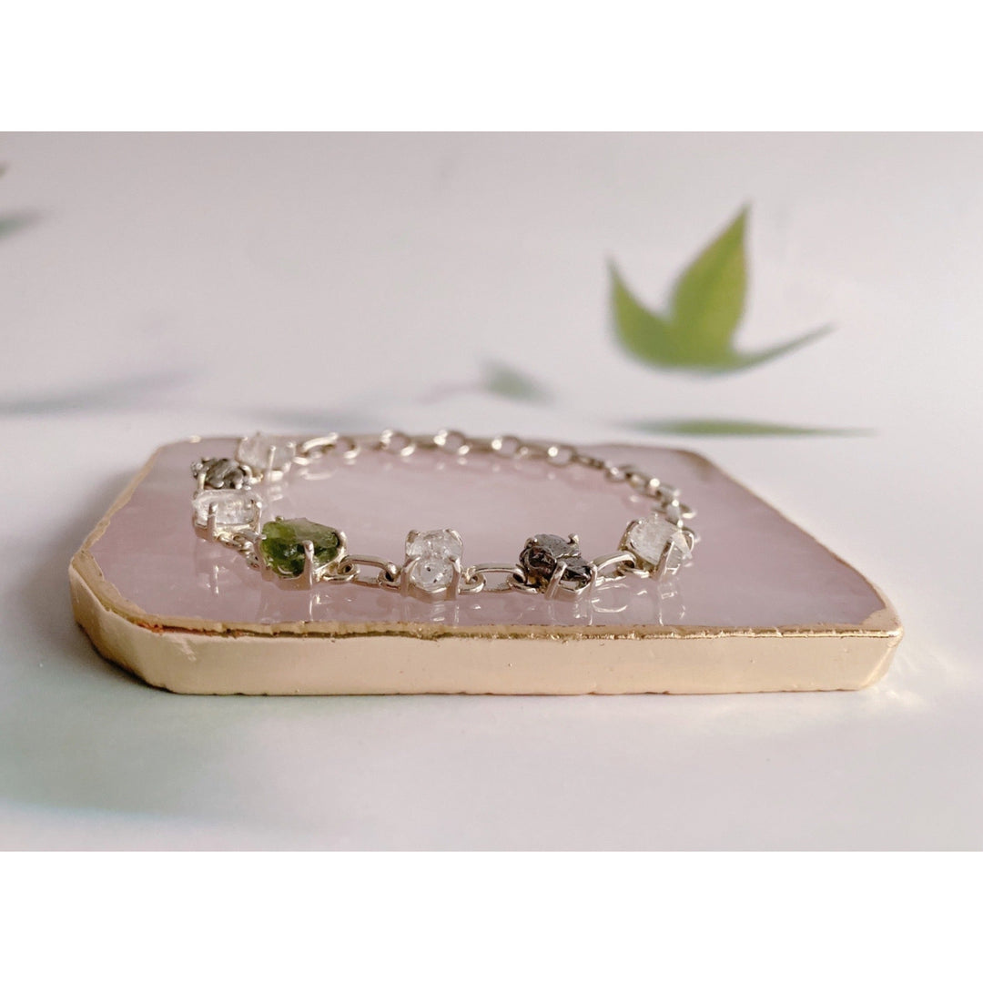 Moldevite, Herkimer Diamond & Meteorite Campo Del Cielo Bracelet