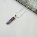 Purple Lepidolite Worry Stone & Moldavite Faceted Pendant