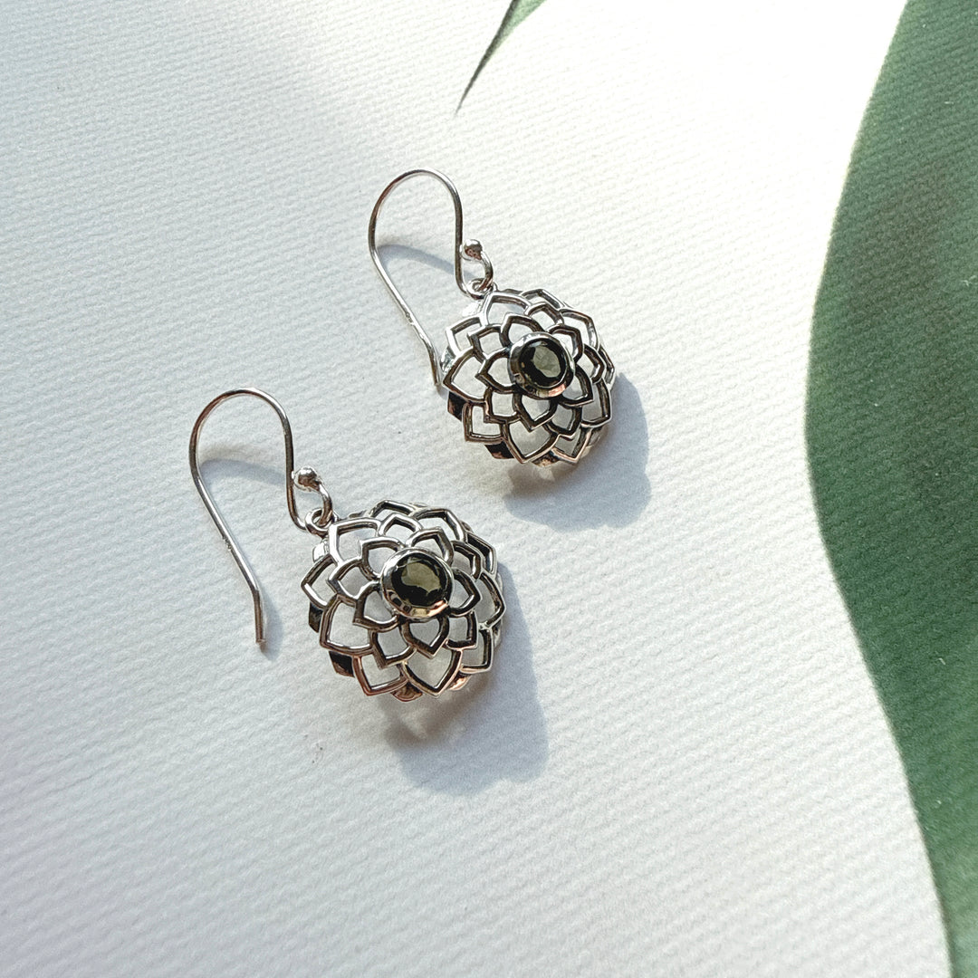 Faceted Moldavite Earrings