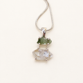MOLDAVITE & HERKEMIER DIAMOND PENDANT