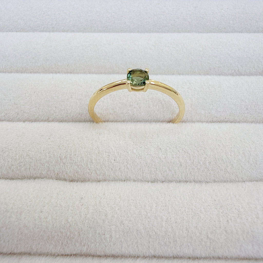 18K Gold Vermeil – Moldavite Faceted Ring