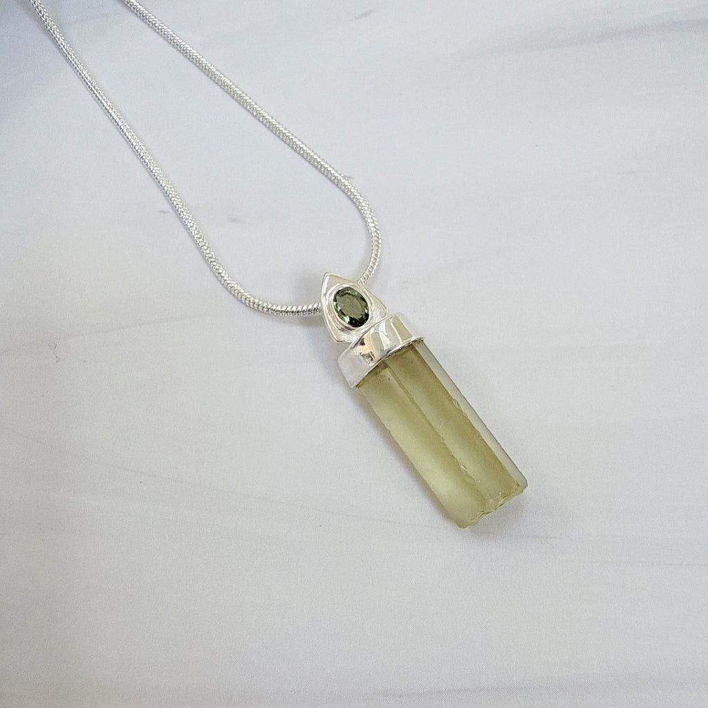 Designer – Lemon Topaz & Moldavite Pendant