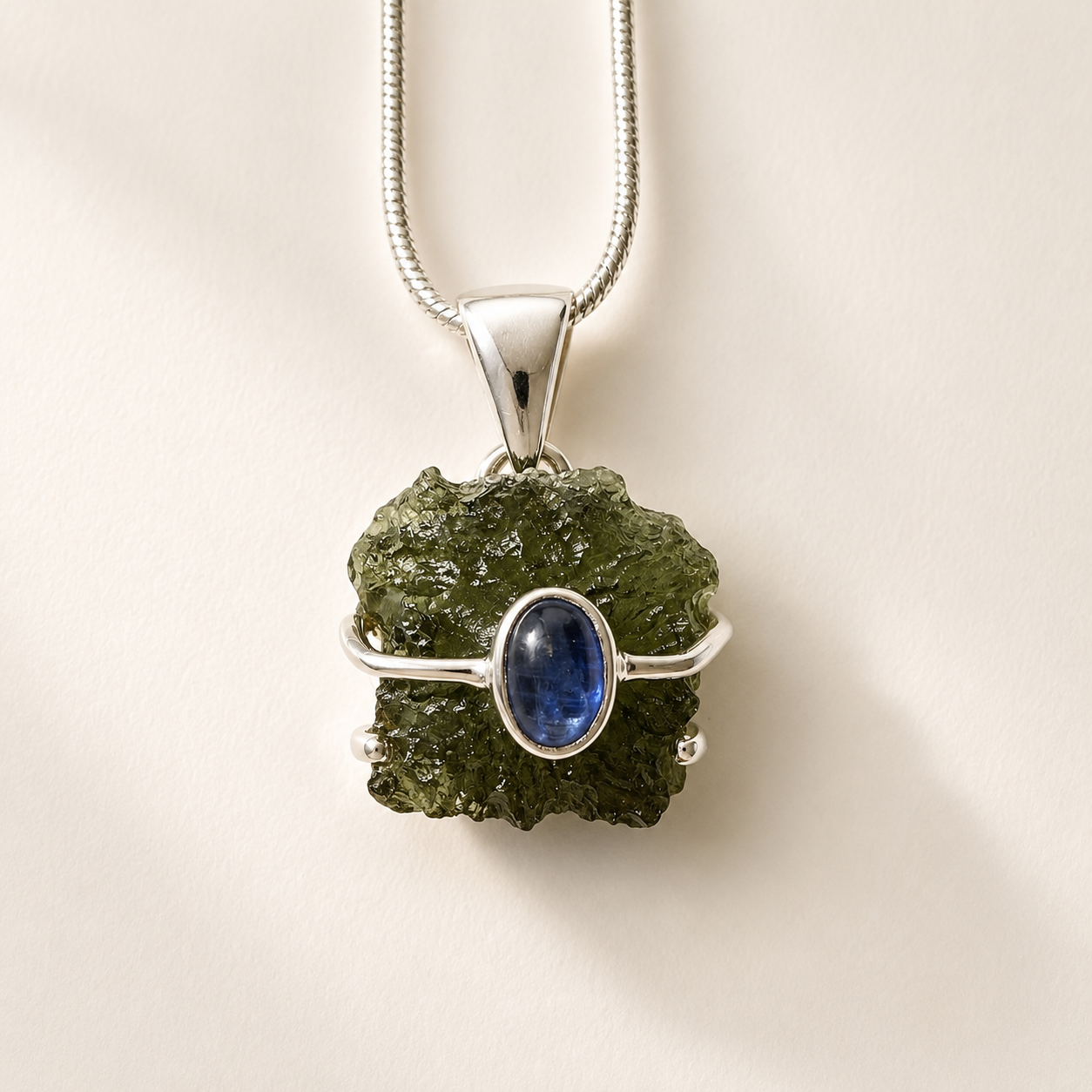 Moldavite & Tanzanite Pendant