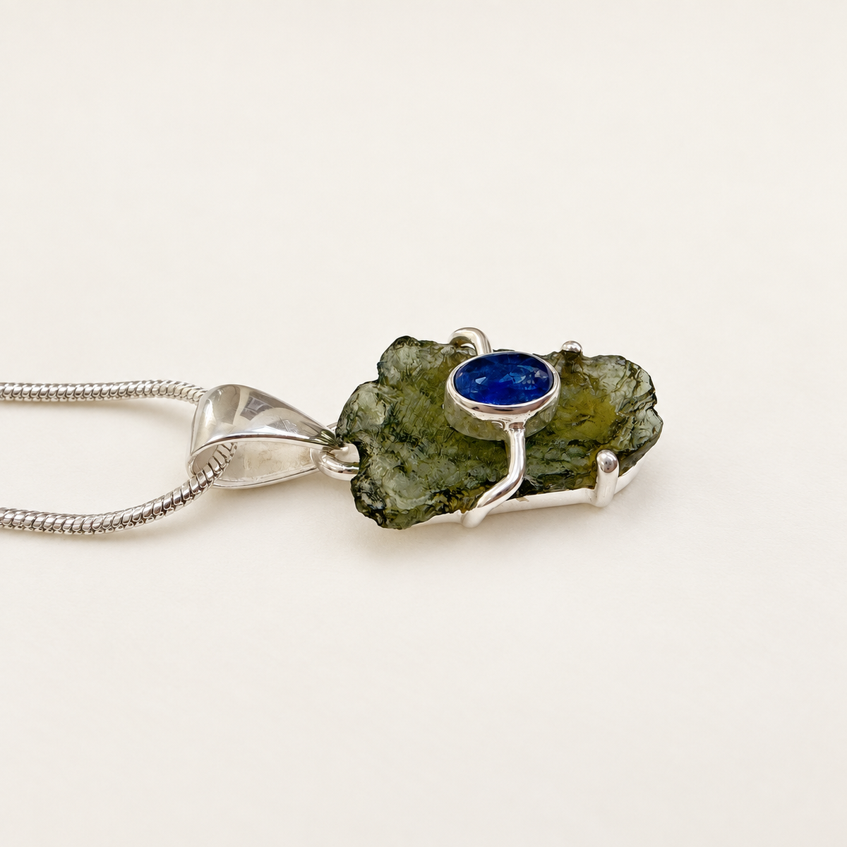 Moldavite & Tanzanite Pendant