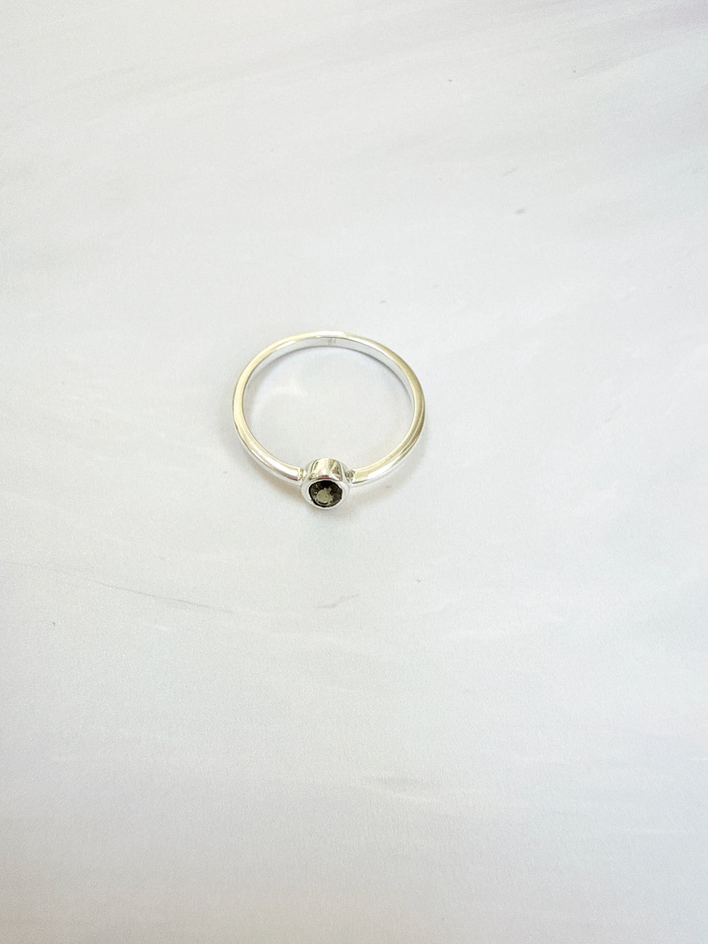 Faceted Moldavite Ring