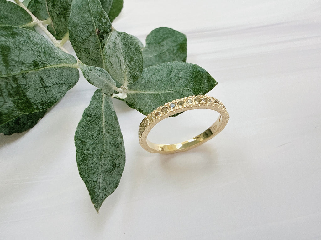 18K Gold Vermeil – Moldavite Faceted Ring