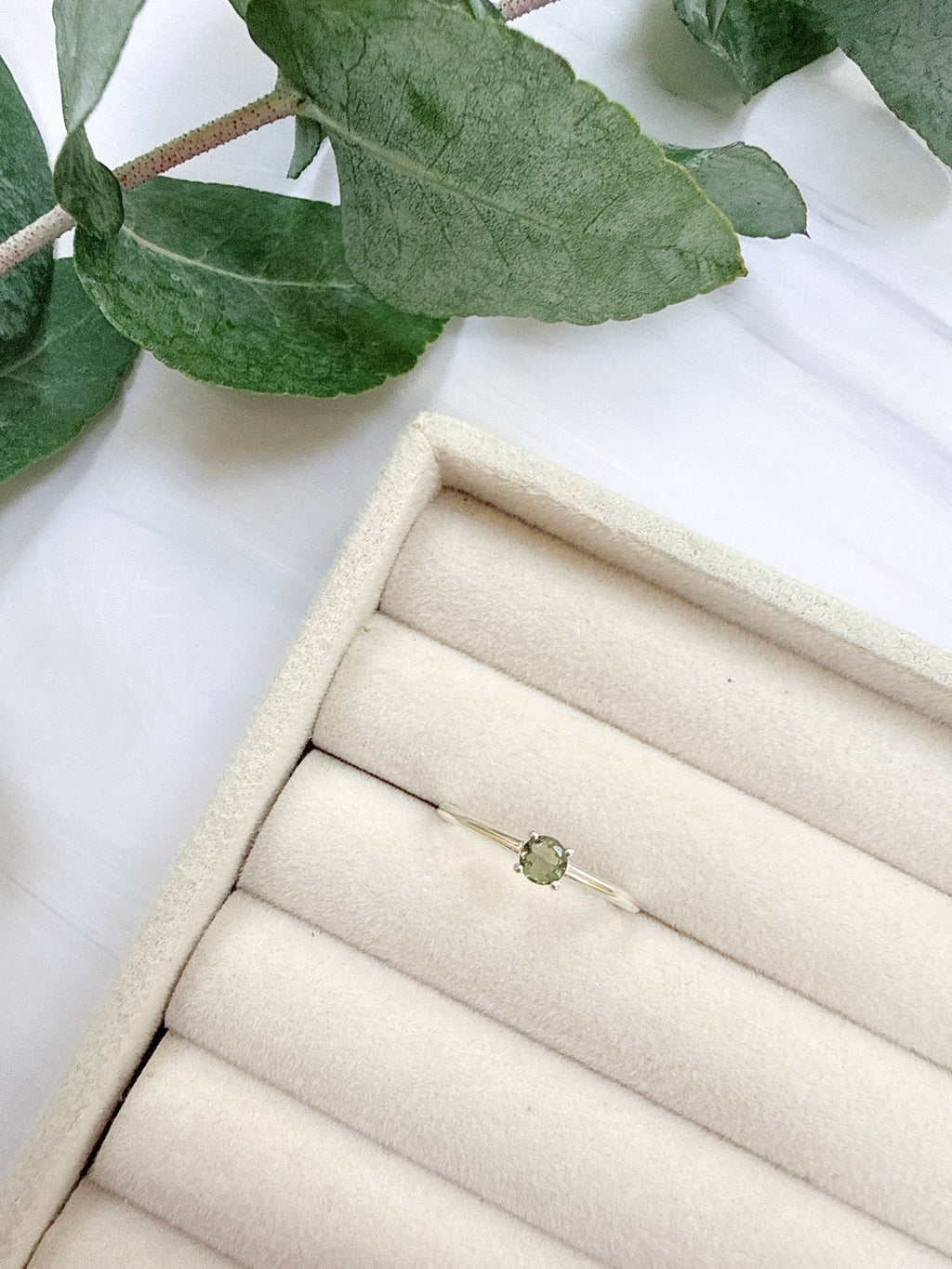 Faceted Moldavite Ring