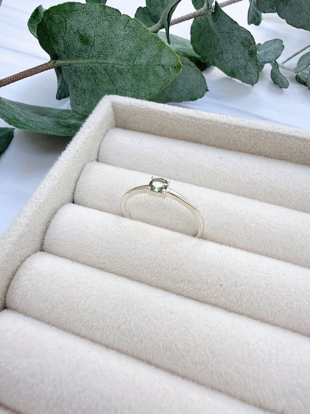 Faceted Moldavite Ring
