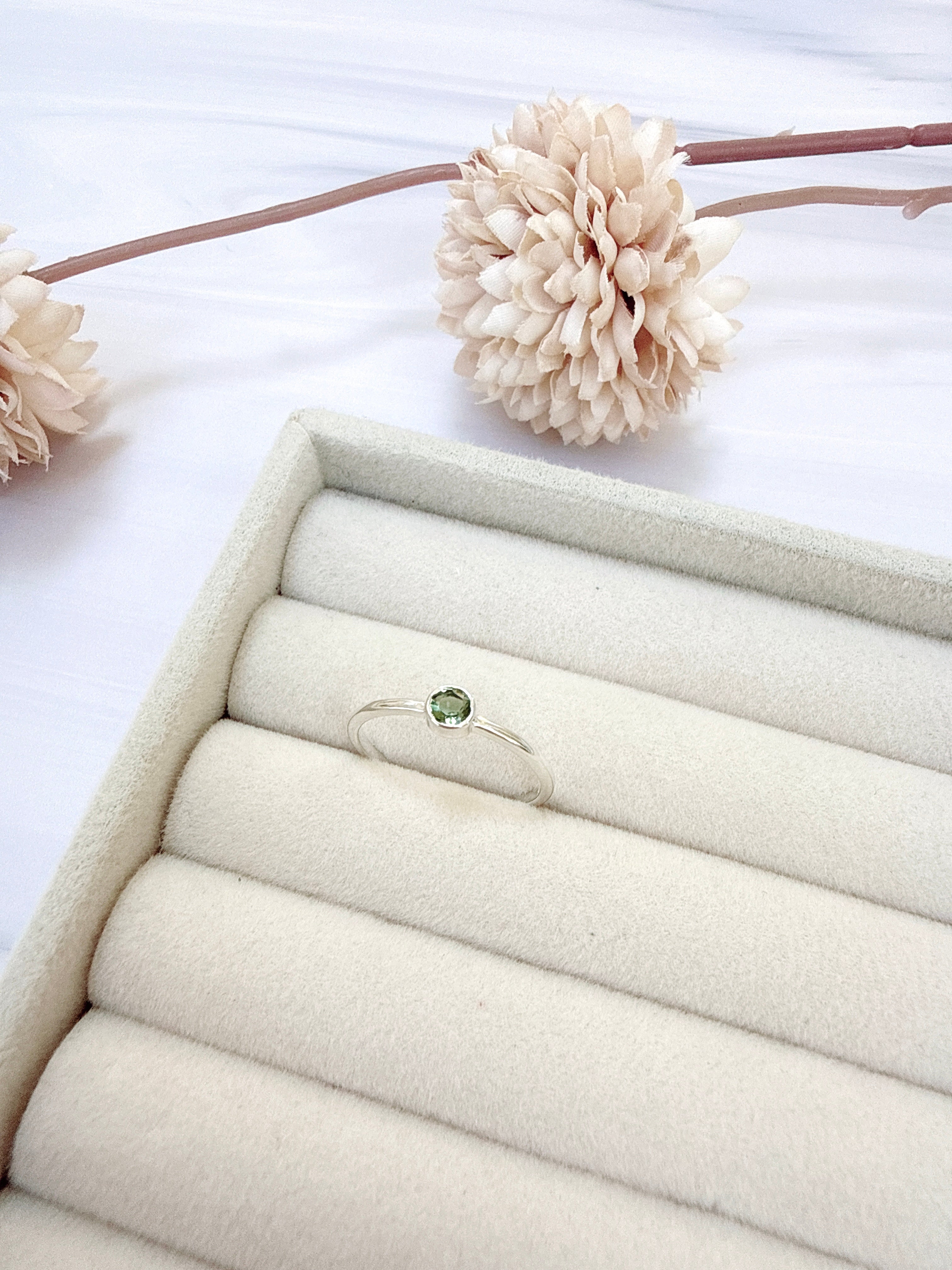 Faceted Moldavite Ring