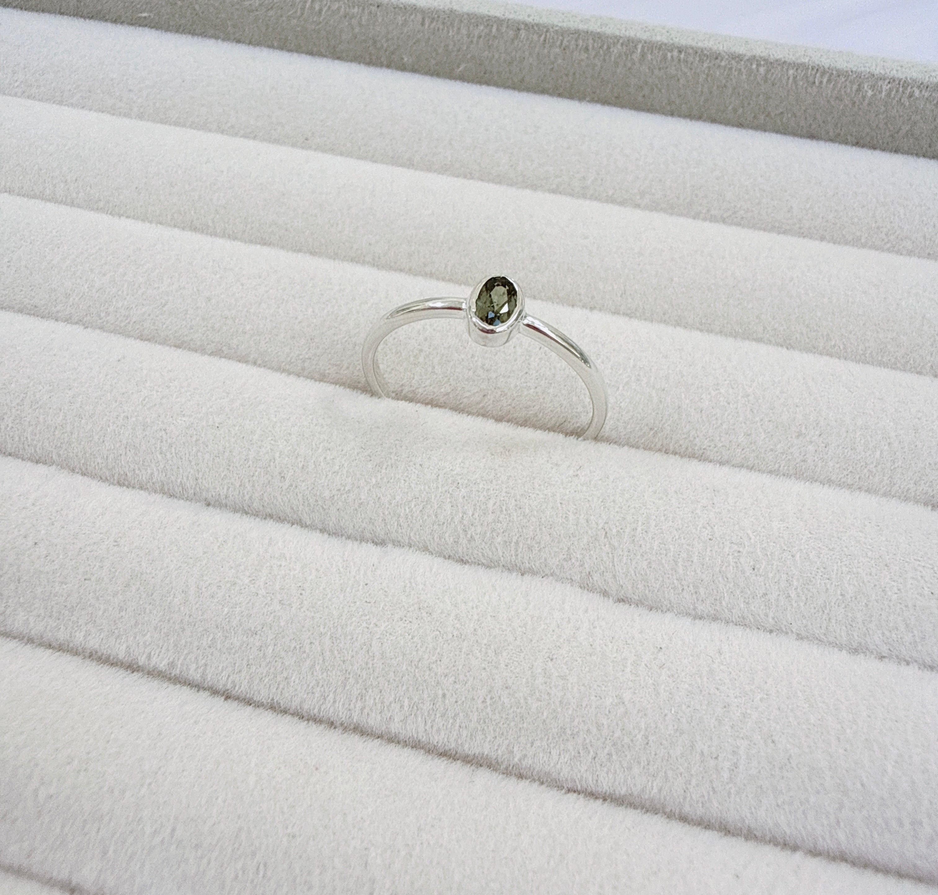 Faceted Moldavite Ring