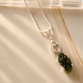 Moldavite with Herkimer Diamond Pendant