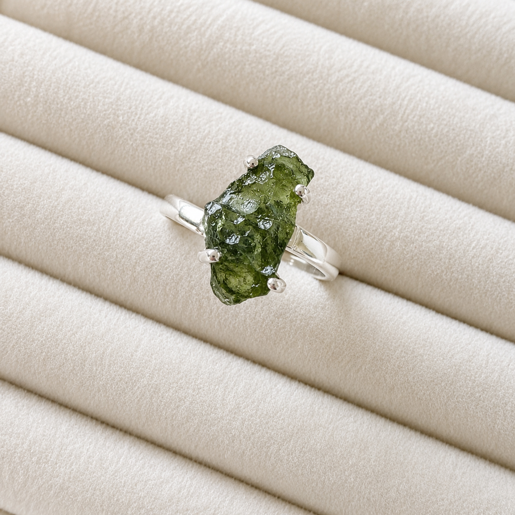 Moldavite Designer Ring