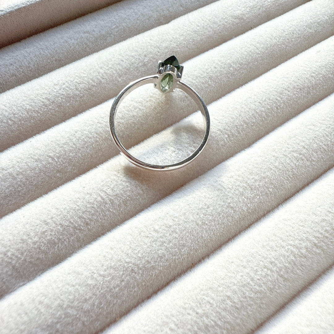 Claw-Set Faceted Moldavite Ring