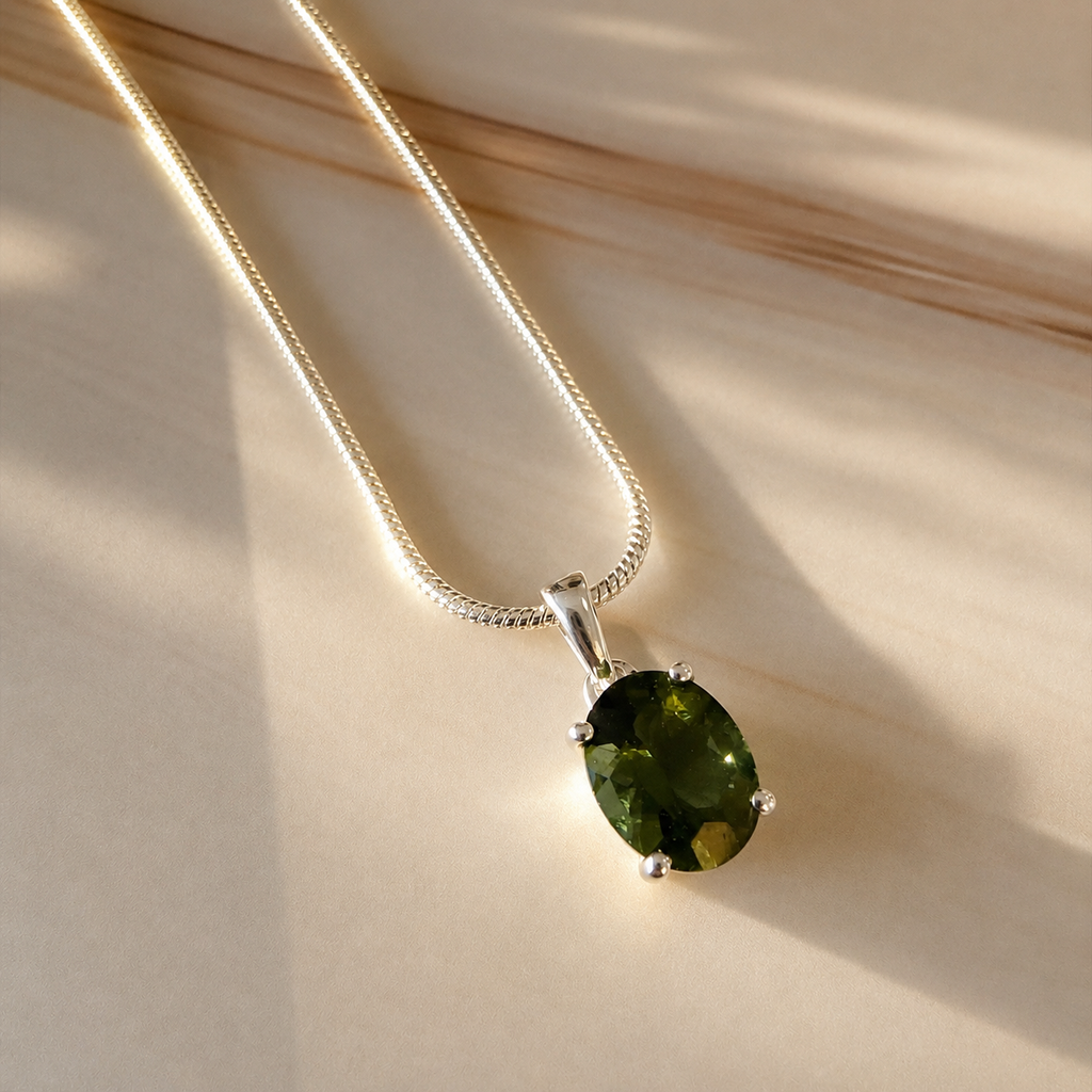 Moldavite Faceted Pendant