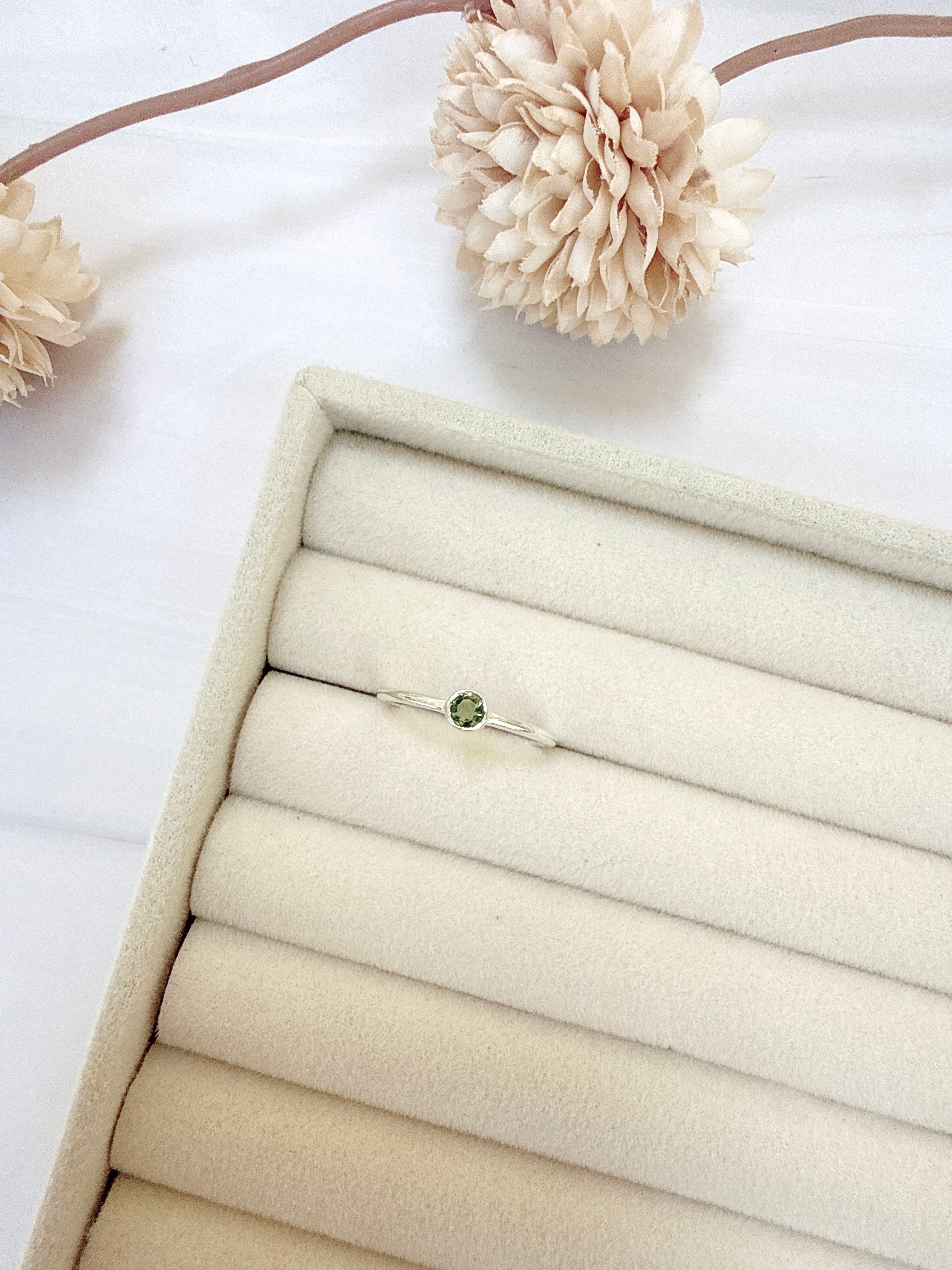 Faceted Moldavite Ring