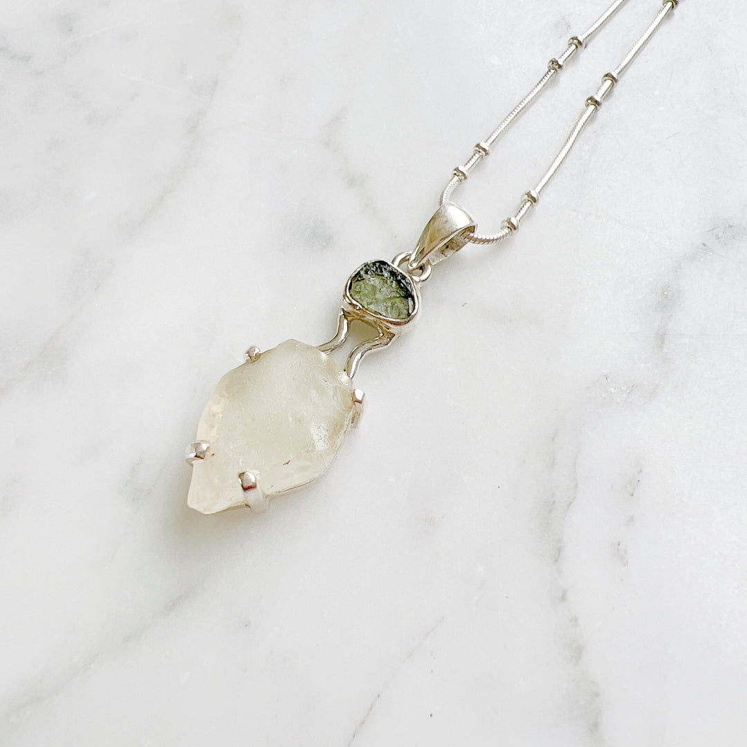 Moldavite and Libyan Desert Pendant