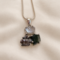 Moldavite, Herkimer Diamond & Campo del Cielo Meteorite Pendant
