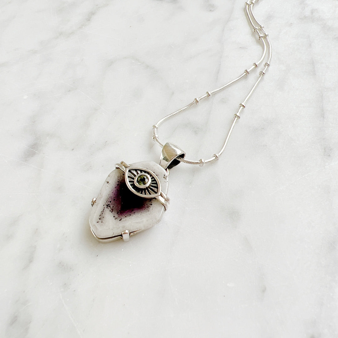 EVIL EYE AMETHYST & MOLDAVITE PENDANT
