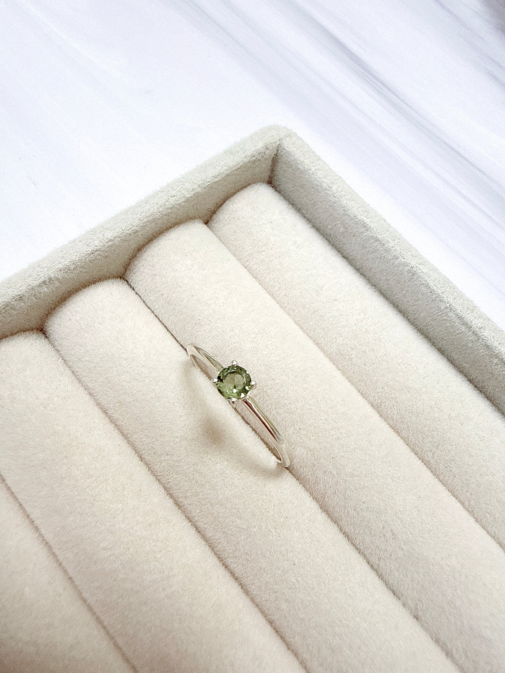 Faceted Moldavite Ring