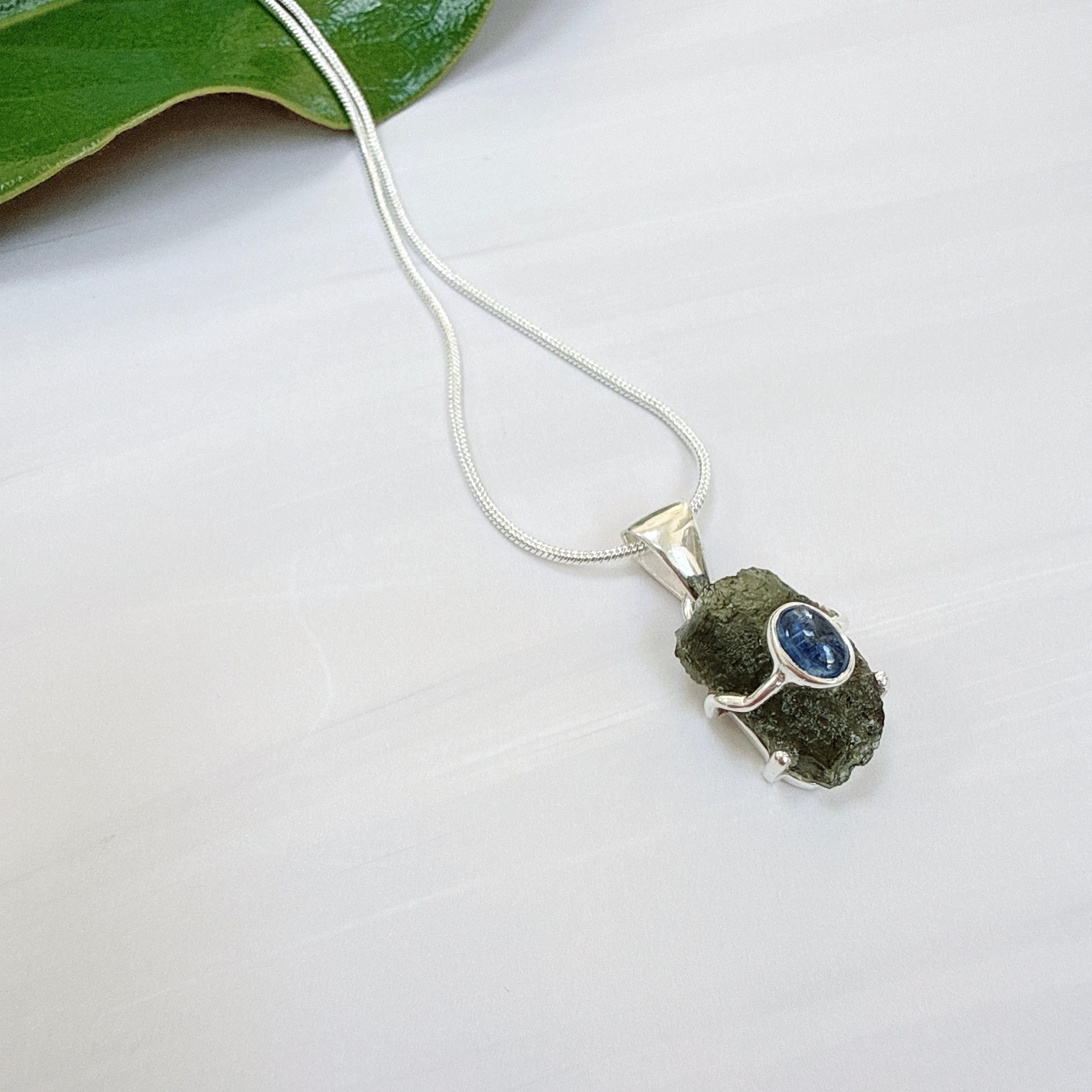 Moldavite & Tanzanite Pendant