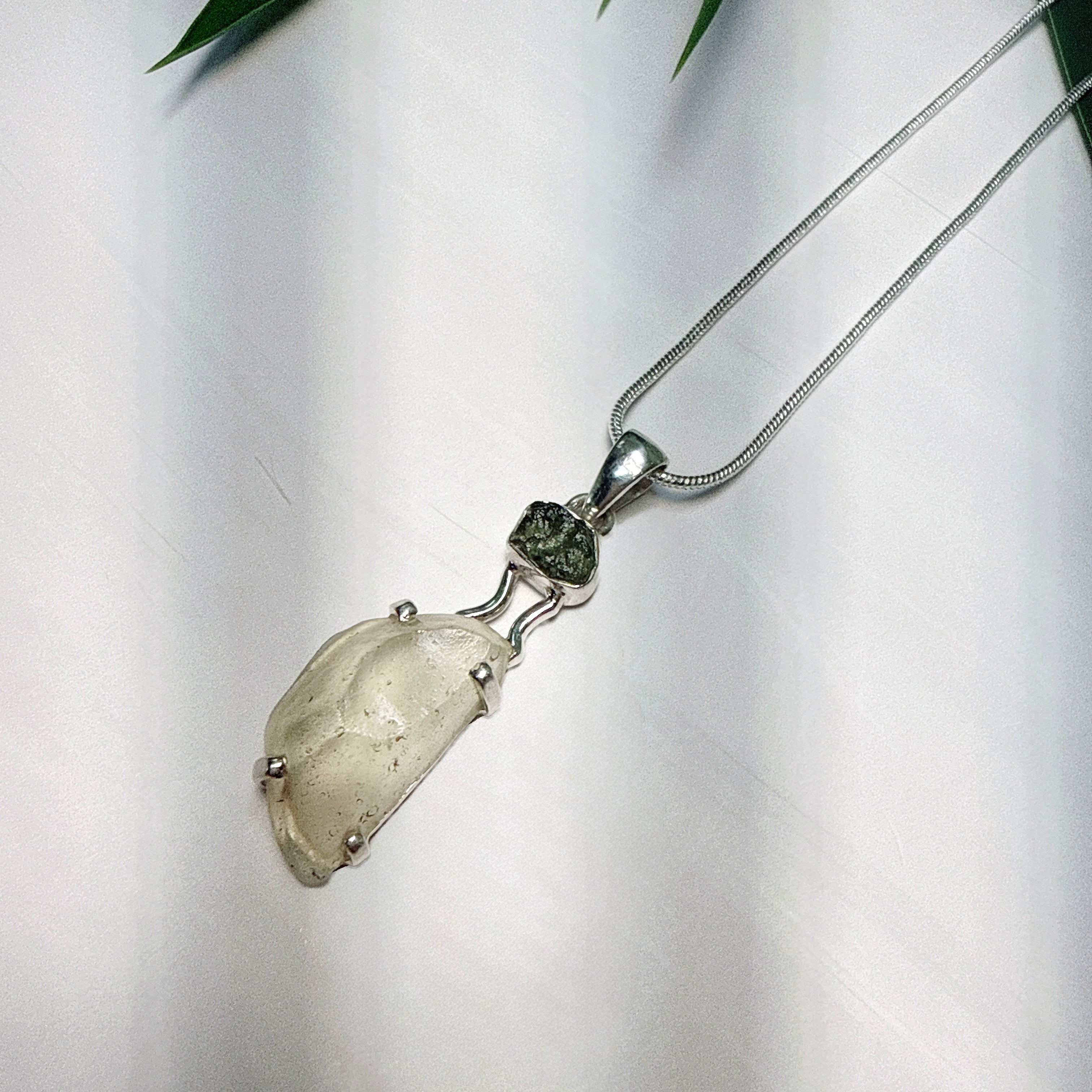 Libyan Desert Glass & Moldavite Pendant