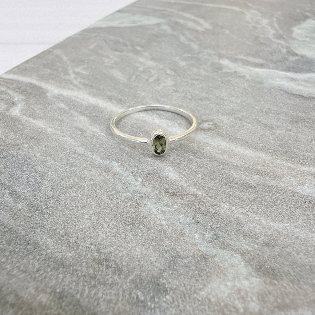 Faceted Moldavite Ring