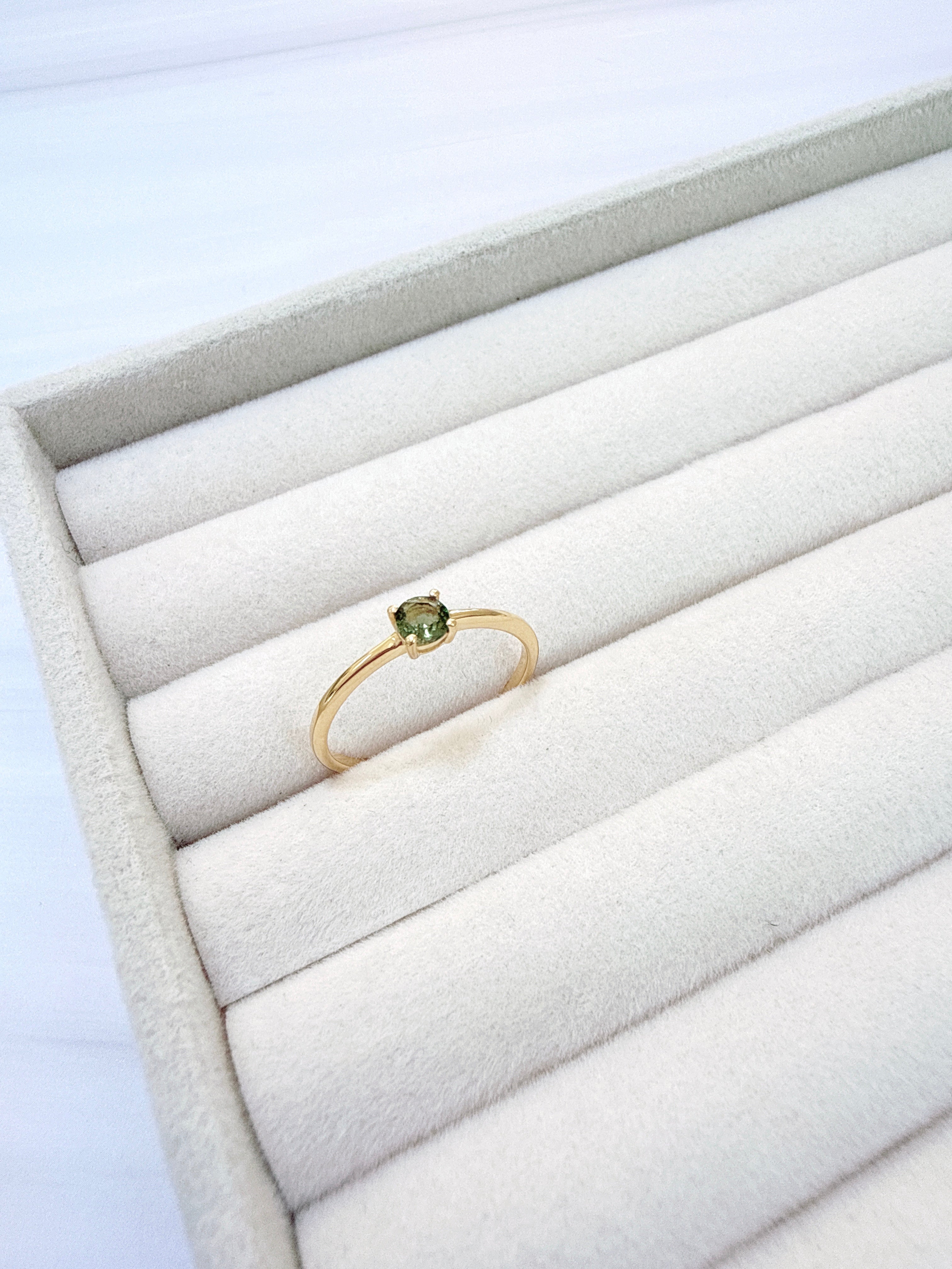 18K Gold Vermeil – Moldavite Faceted Ring