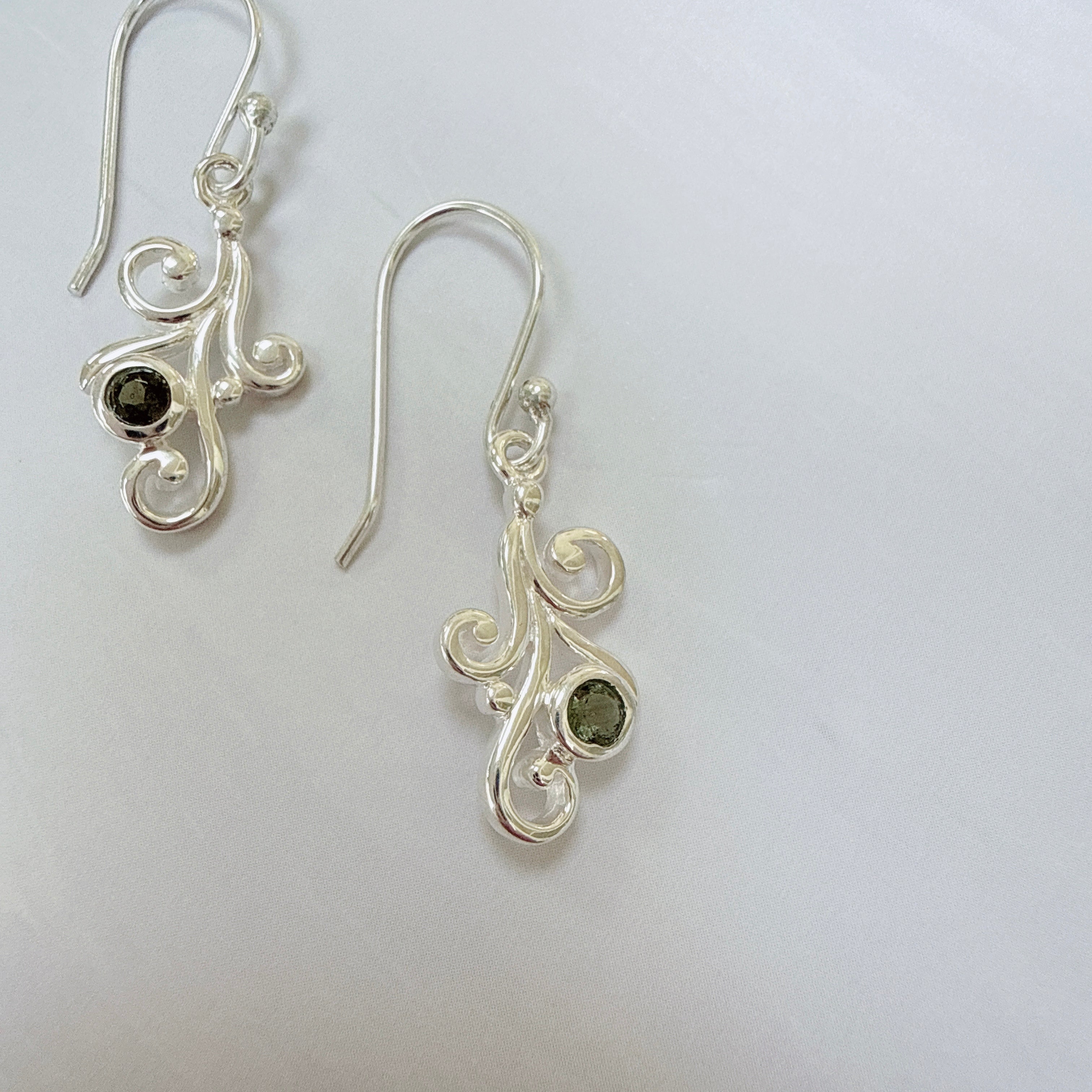 Moldavite Faceted Earrings
