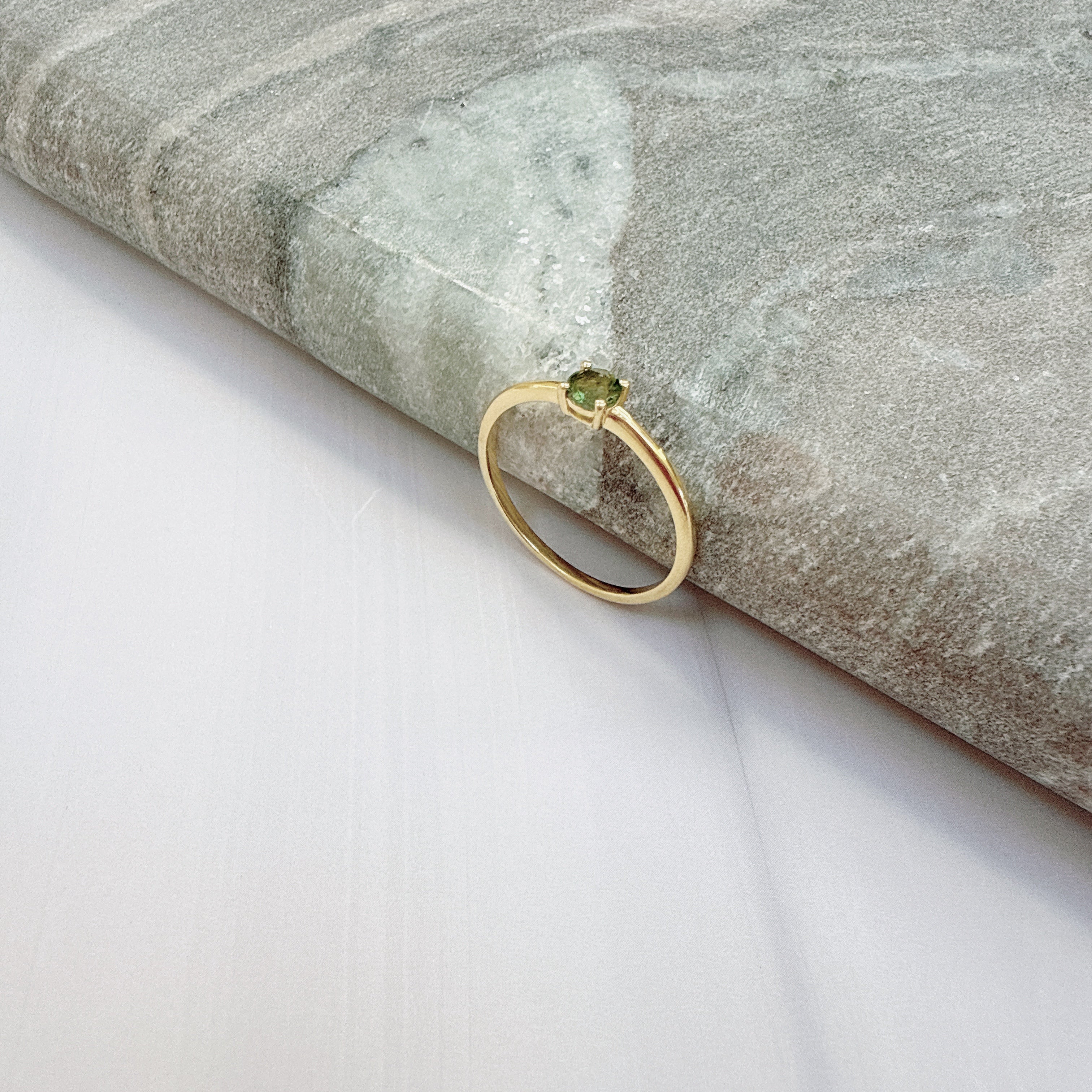 18K Gold Vermeil – Moldavite Faceted Ring