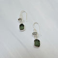 Moldavite & Herkimer Diamond Earrings